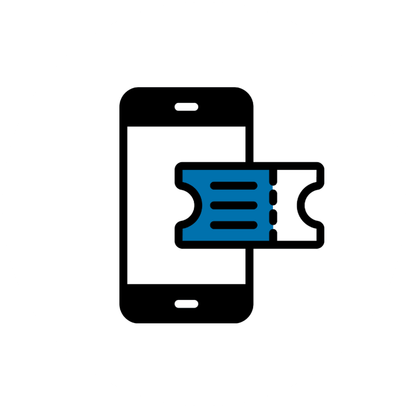 Icon eines Smartphones mit einem digitalen Ticket