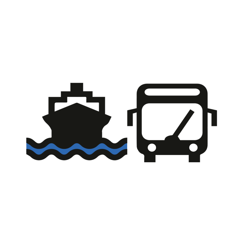 Symbole eine Schiffs und eines Busses.
